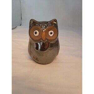 Pottery Earthenware Brown Shiny Owl Statue Figurine 8” Tall Home Decor Birds